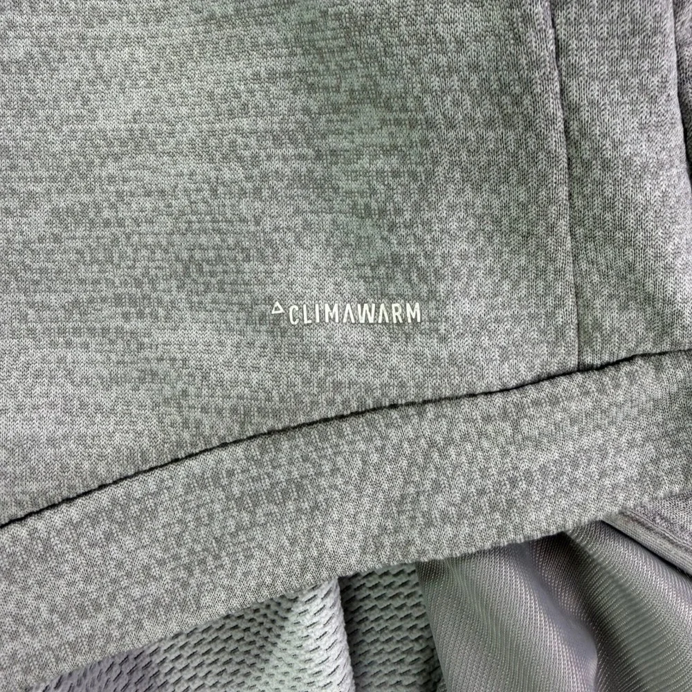 Adidas Climawarm Full Zip Hoodie Mens Small Gray Textured Knit Athletic Jacket